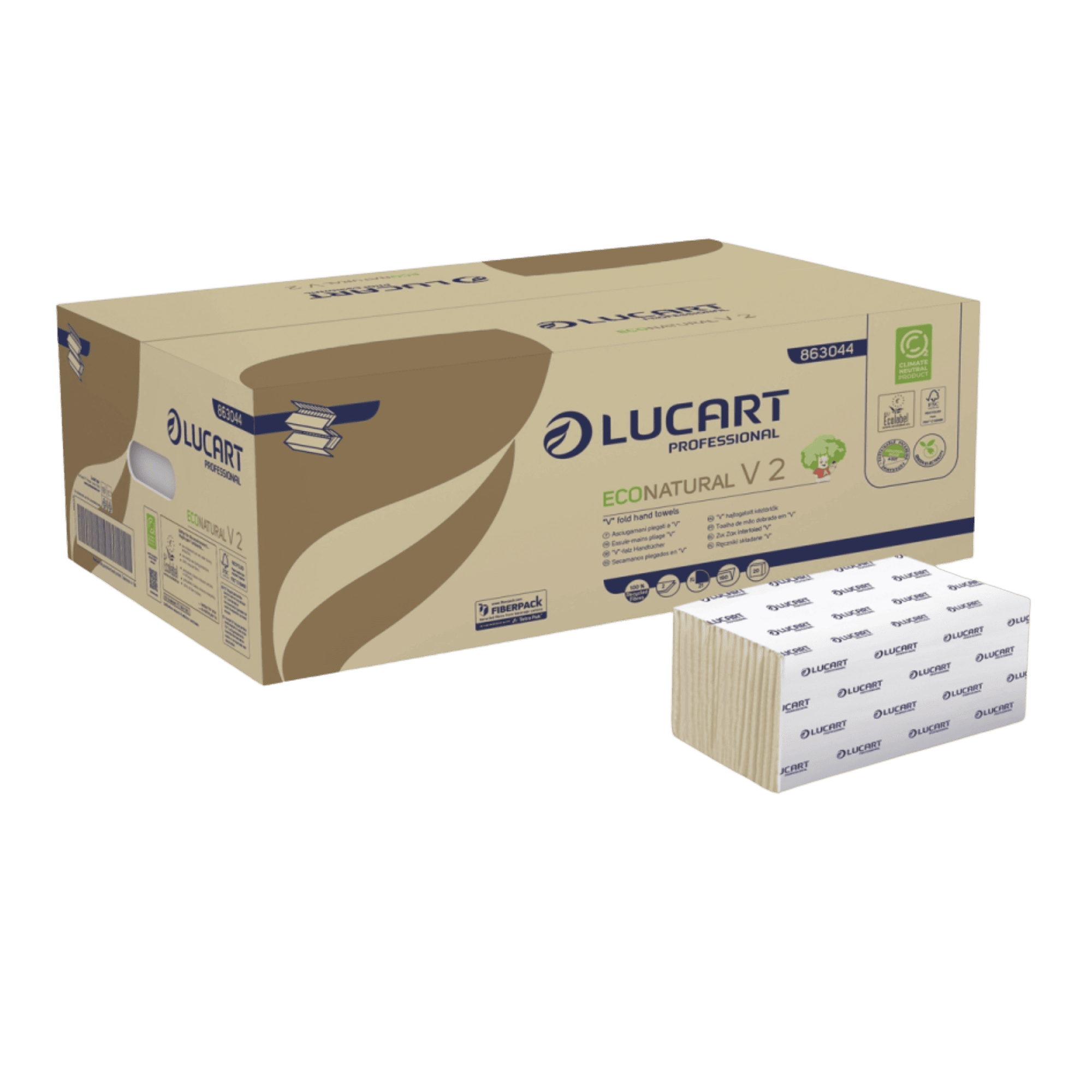Lucart EcoNatural V-Fold håndklædeark – 20 x 190 stk